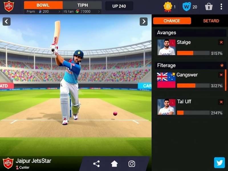 Jaipur Jets Star6 gameplay screenshot showing cricket match